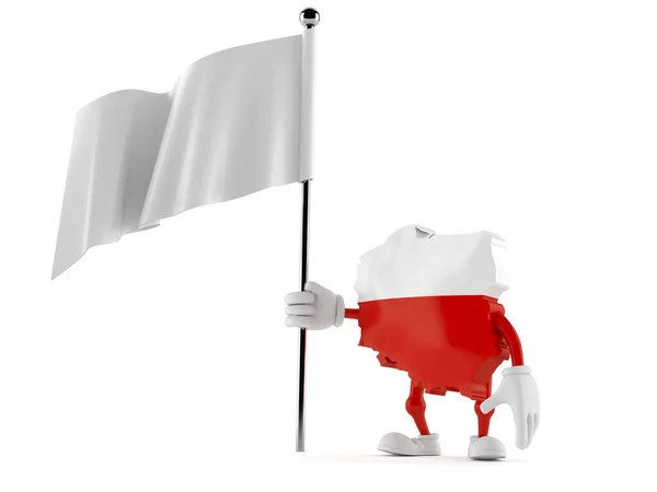 Polonia carácter sosteniendo bandera en blanco —  Fotos de Stock