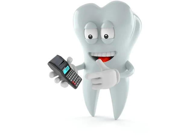 Personagem de dente usando calculadora — Fotografia de Stock