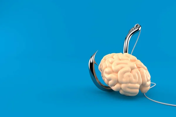 Brain with fishing hook — Stock Photo, Image