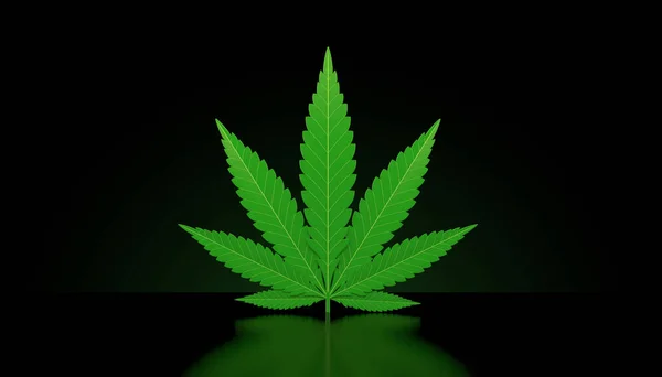 Cannabis-Blatt auf schwarzem Hintergrund — Stockfoto