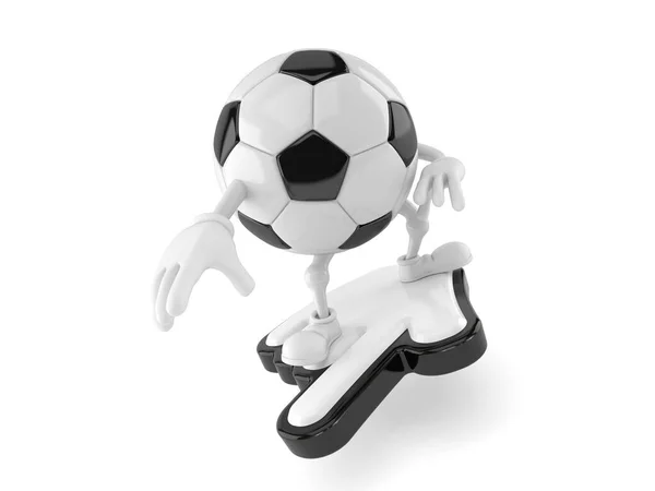 カーソル上のサッカーボールのキャラクターサーフィン — ストック写真