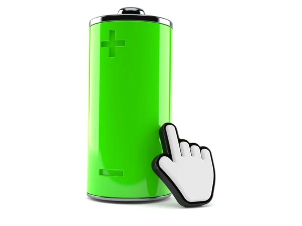 Groene batterij met webcursor — Stockfoto