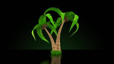 Siyah arkaplanda palmiye ağacı