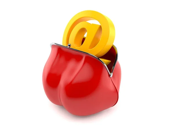 E-mail symbole à l'intérieur sac à main rouge — Photo