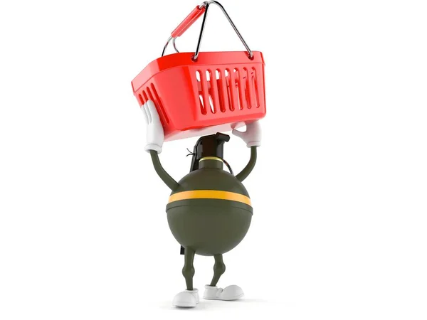 쇼핑 바구니를 들고 있는 수류탄 문자 — 스톡 사진