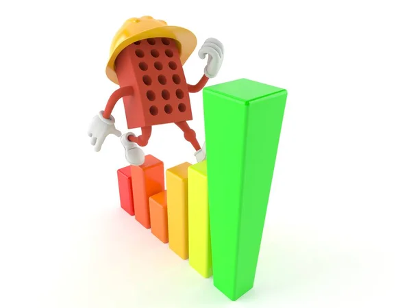 Brick character with chart — Stock Photo, Image