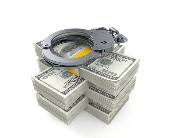 Handcuffs on stack of money