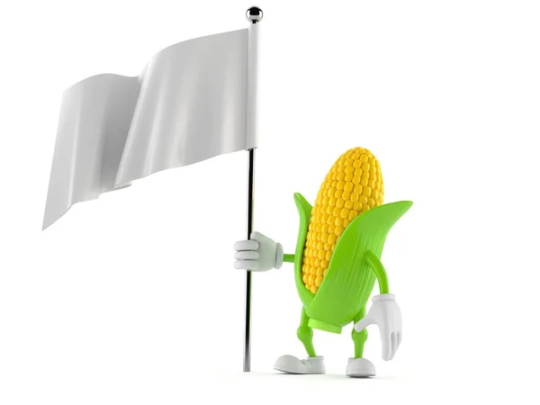 Boş bayrak tutan mısır karakteri — Stok fotoğraf