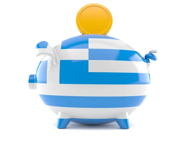 Piggy bank with greek flag — Stock Photo, Image