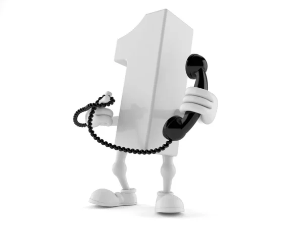 Number one character holding a telephone handset — Stock Photo, Image
