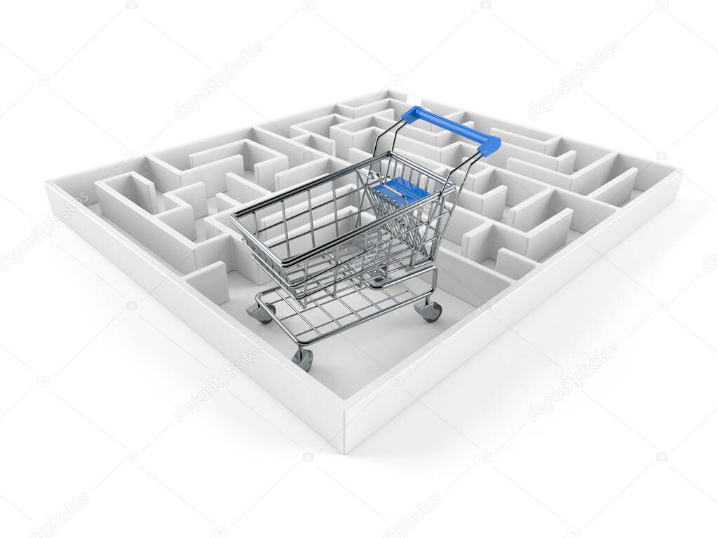 Shopping cart inside maze