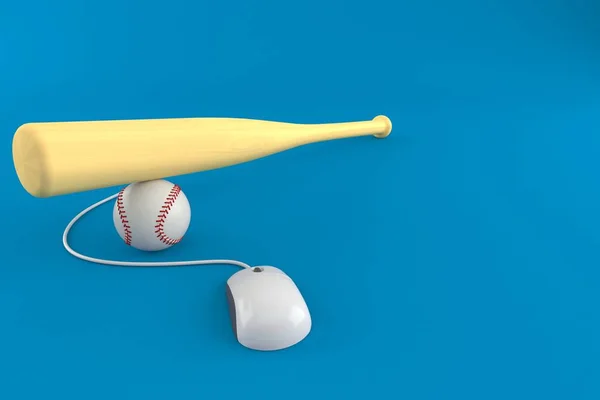 Bola de beisebol com mouse de computador — Fotografia de Stock