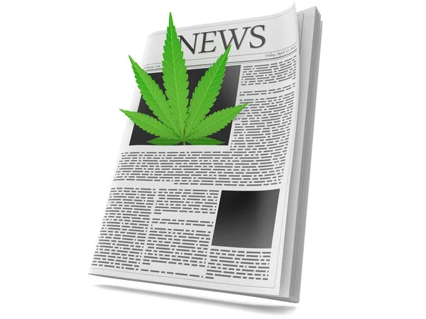 Hoja de cannabis dentro del periódico —  Fotos de Stock