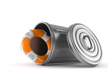 Çöp kutusunun içindeki can simidi.