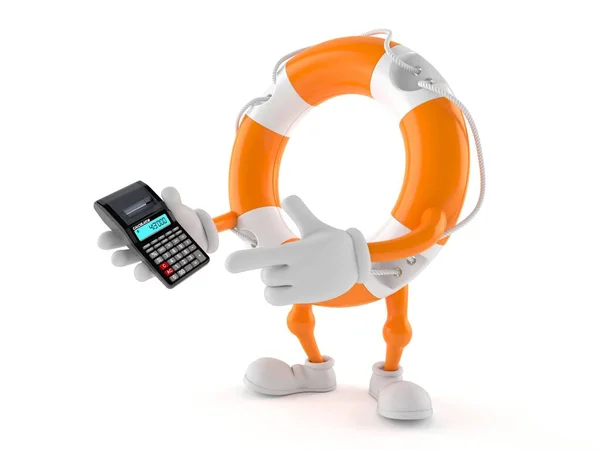 Life buoy character using calculator — ストック写真