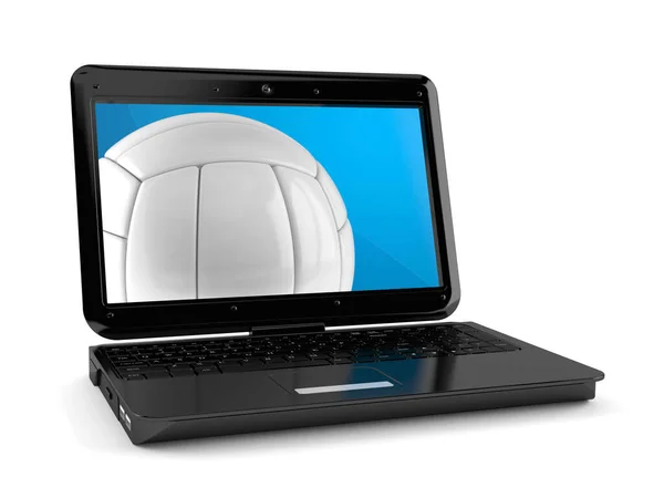 Volleyball with laptop — Stock Photo, Image