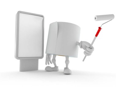 Boş ilan tahtası olan tuvalet kağıdı karakteri