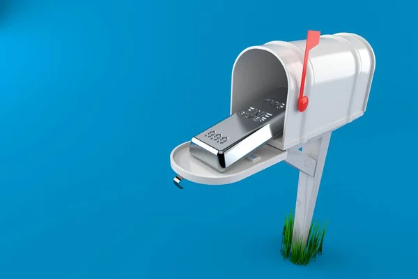 Lingotes de prata dentro da caixa de correio — Fotografia de Stock