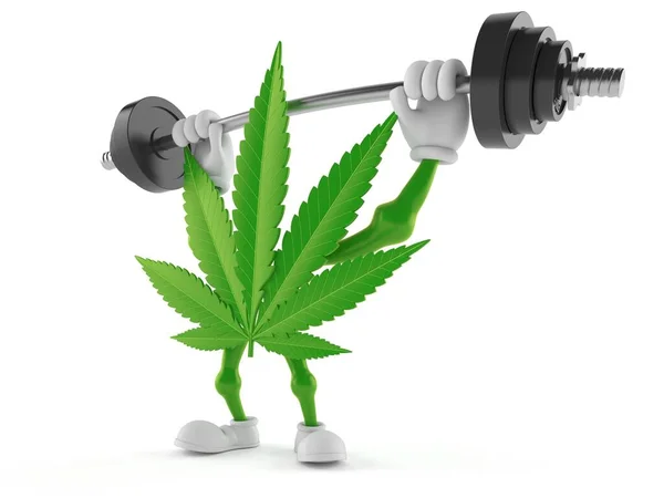 Personagem Cannabis levantando pesado barbell — Fotografia de Stock