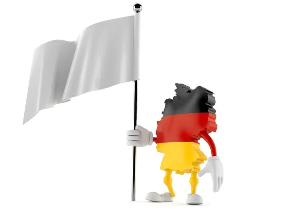 Personagem alemão segurando bandeira em branco — Fotografia de Stock