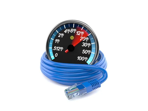Network meter with network cable — Stock Photo, Image