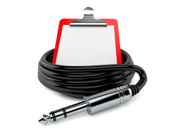 Reel of audio cable with blank clipboard — Stock Photo, Image