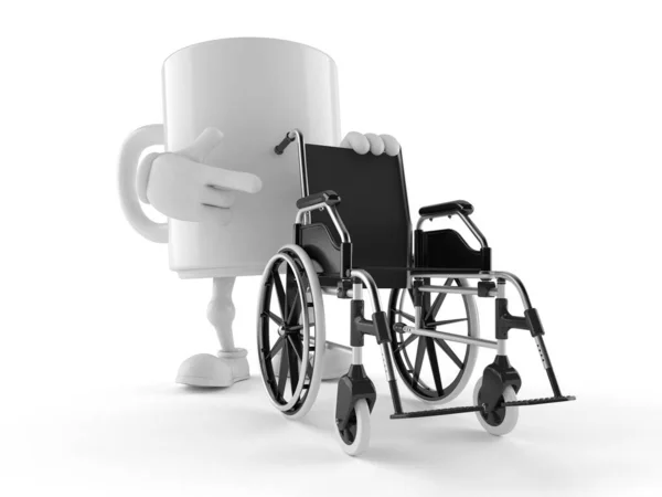 Postać kubka z wózkiem inwalidzkim — Zdjęcie stockowe