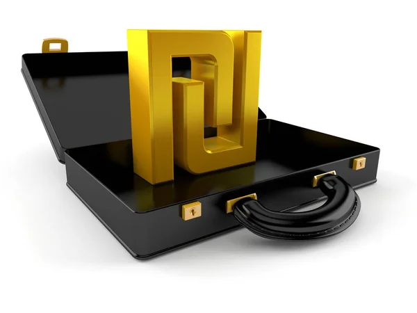 Siyah çantanın içinde Şekel para birimi sembolü