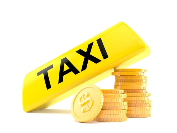 Taxi licht met stapel munten — Stockfoto