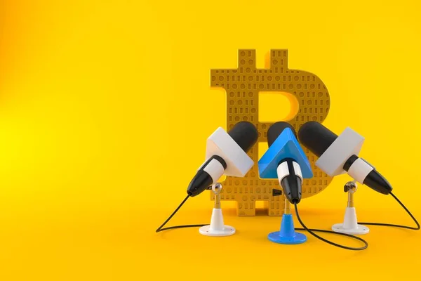 Röportaj mikrofonlu Bitcoin sembolü