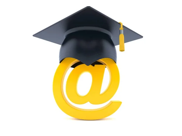 E-mail symbol with mortarboard — Stock Photo, Image