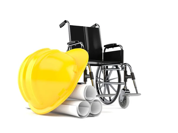 Wheelchair with blueprints — Stock Photo, Image
