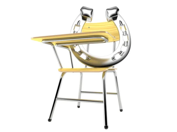 Podkova se školní židlí — Stock fotografie