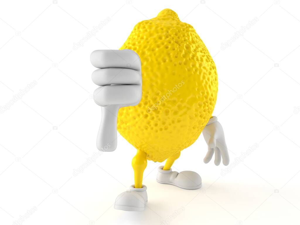 Lemon character with thumbs down gesture