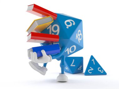 Kitap taşıyan Rpg zar karakteri