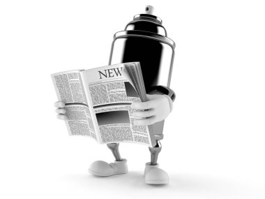 Gazete okuyan sprey kutusu karakteri