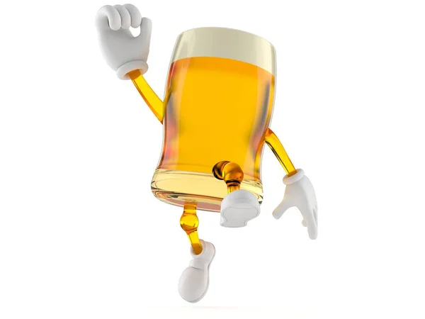 Bière personnage sautant dans la joie — Photo