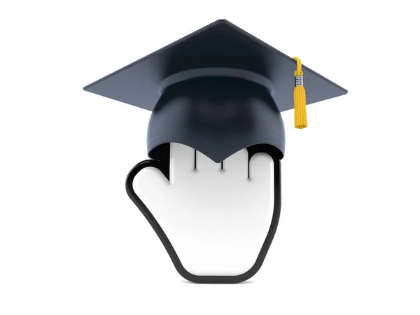 Cursor with mortarboard — Stock Photo, Image