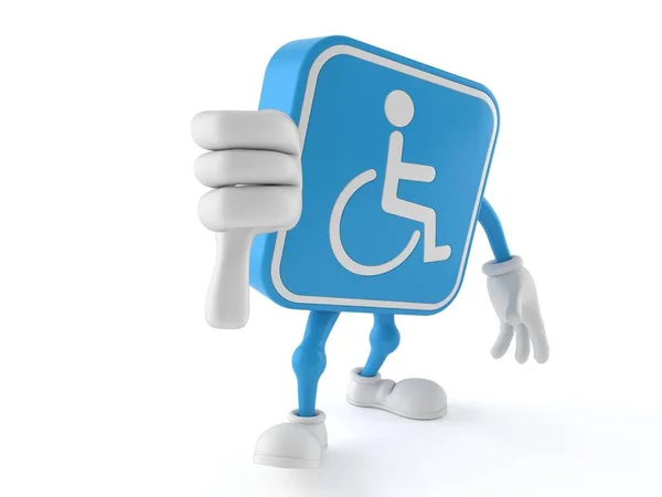 Niepełnosprawny charakter z kciukami w dół gest — Zdjęcie stockowe