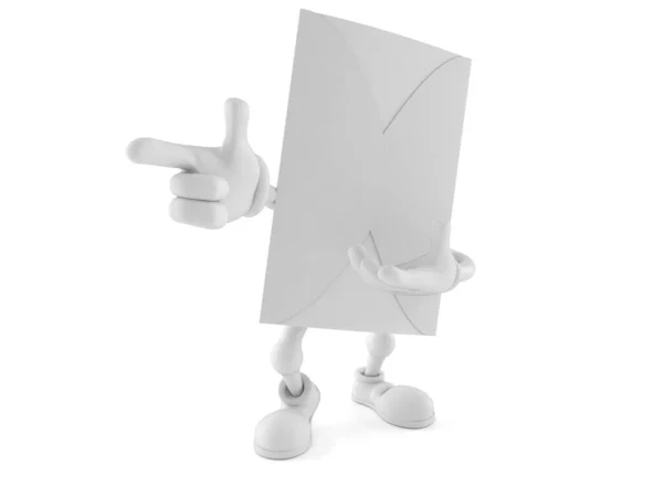 Envelope character pointing finger — Stock Photo, Image