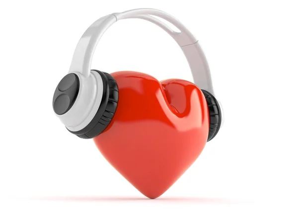 Heart with headphones — Stock Photo, Image