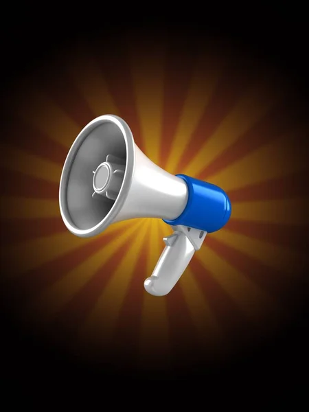 Megaphone on rays background — Stock Photo, Image