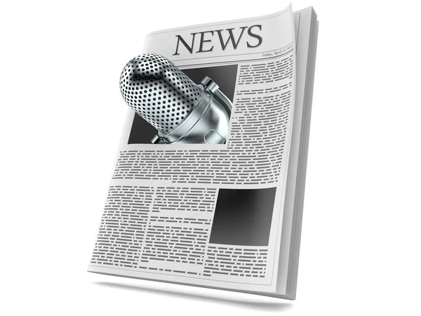 Radio microphone inside newspaper — Stock Photo, Image