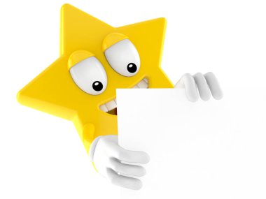 Star character behind white board