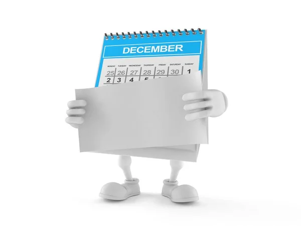 Carácter del calendario que contiene una hoja de papel en blanco —  Fotos de Stock
