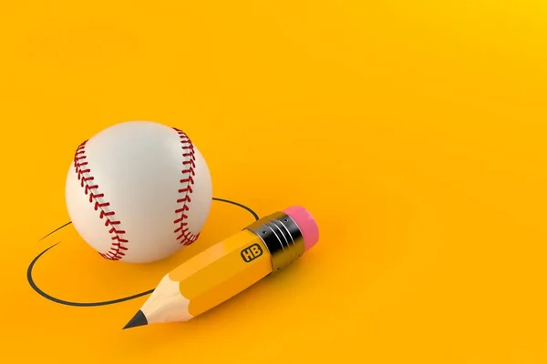 Balle de baseball avec crayon — Photo