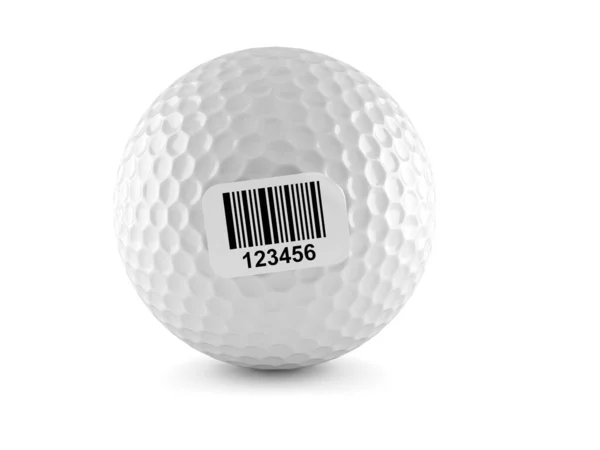 Bola de golfe com etiqueta de código de barras — Fotografia de Stock
