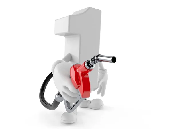 Number one character holding gasoline nozzle — Stock Photo, Image