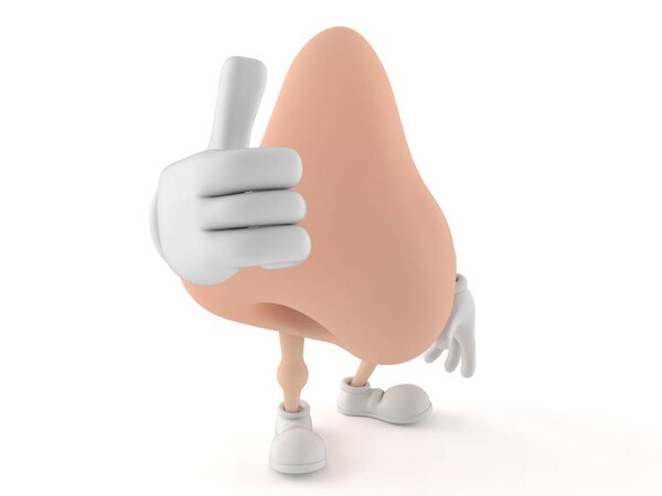 Nose character with thumbs up