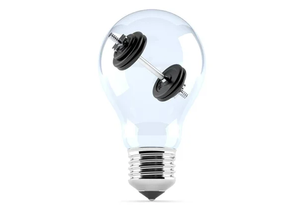 Dumbbell inside light bulb — Stock Photo, Image